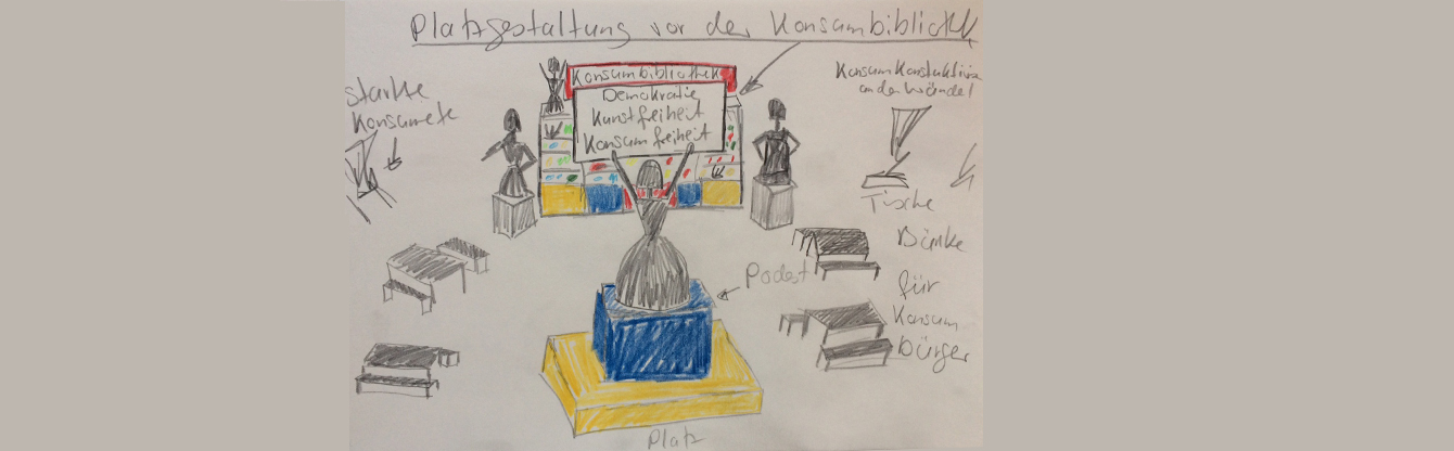 Handgezeichnete Skizze einer Raumgestaltung für die 